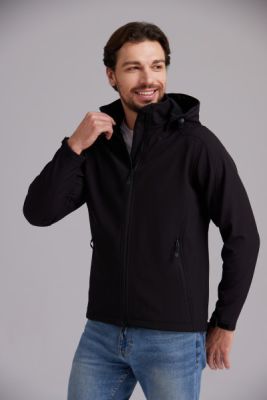 MINMAX HIKE LIGHT DVOSLOJNA SOFTSHELL JAKNA S SNEMLJIVO KAPO, MOŠKA - ČRNA