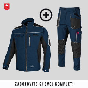 READY4WORK KOMPLET - ARTMAS DOLGE DELOVNE HLAČE + JAKNA - NAVY MODRA